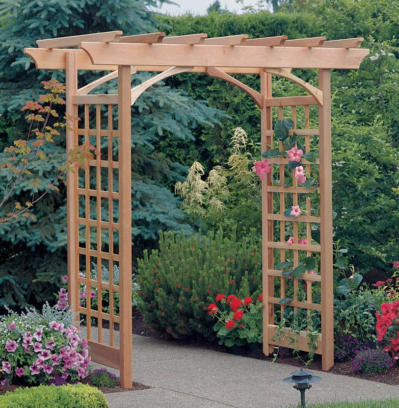  which may be flat or arched. An arbor although small can have a bench
